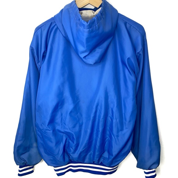 Vintage Union Made Athletics Blue 1/2 Snap Button Pullover Hoodie Jacket USA XL - Picture 2 of 9